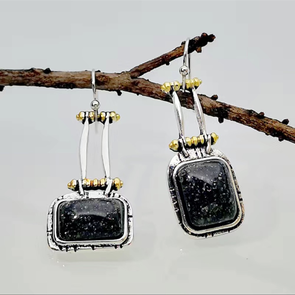 Drop Earrings Inlaid Synthetic Gems Boho Style Hook Earrings Sweet Zinc Alloy